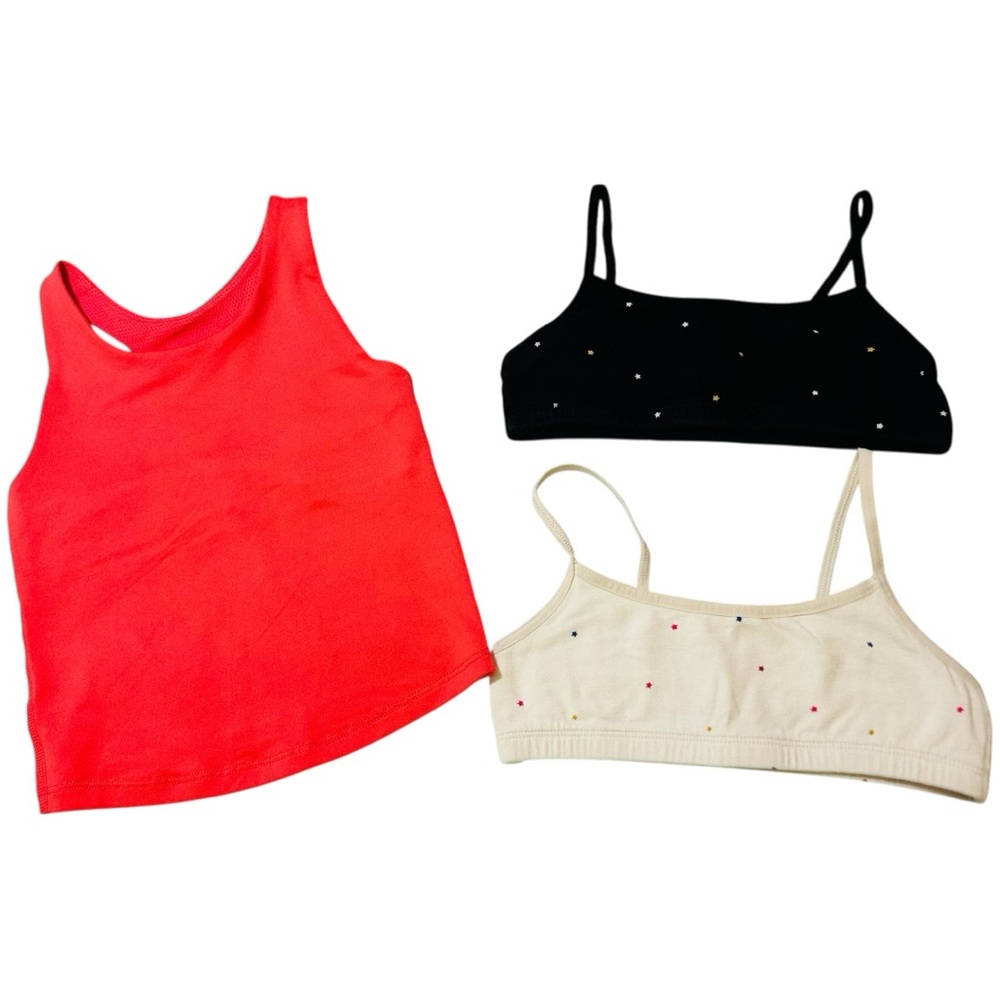 Girls Old Navy 3 piece Bras-Adjustable straps-Sport-training Orange, black 6-7